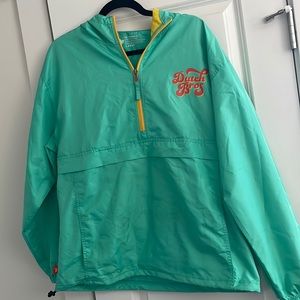 Dutch Bros Coffee Mint Green Long Sleeve Half-Zip Windbreaker Jacket EUC